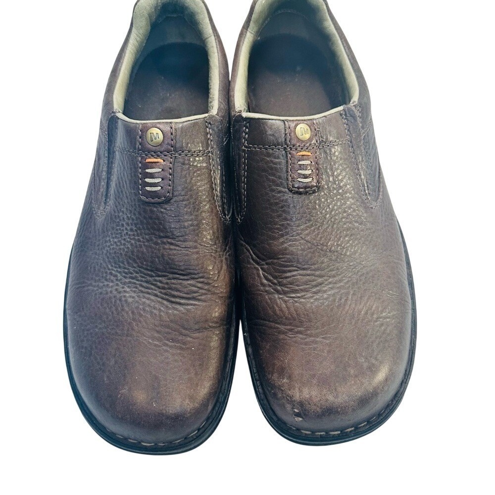 Merrell Shoes Slip On Loafers Mens US 11.5 Brown Leather Comfort Casual Shoes - Picture 2 of 10